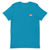 Lesbian Flag Embroidered Heart T-Shirt: Celebratory LGBTQ+ Pride Design