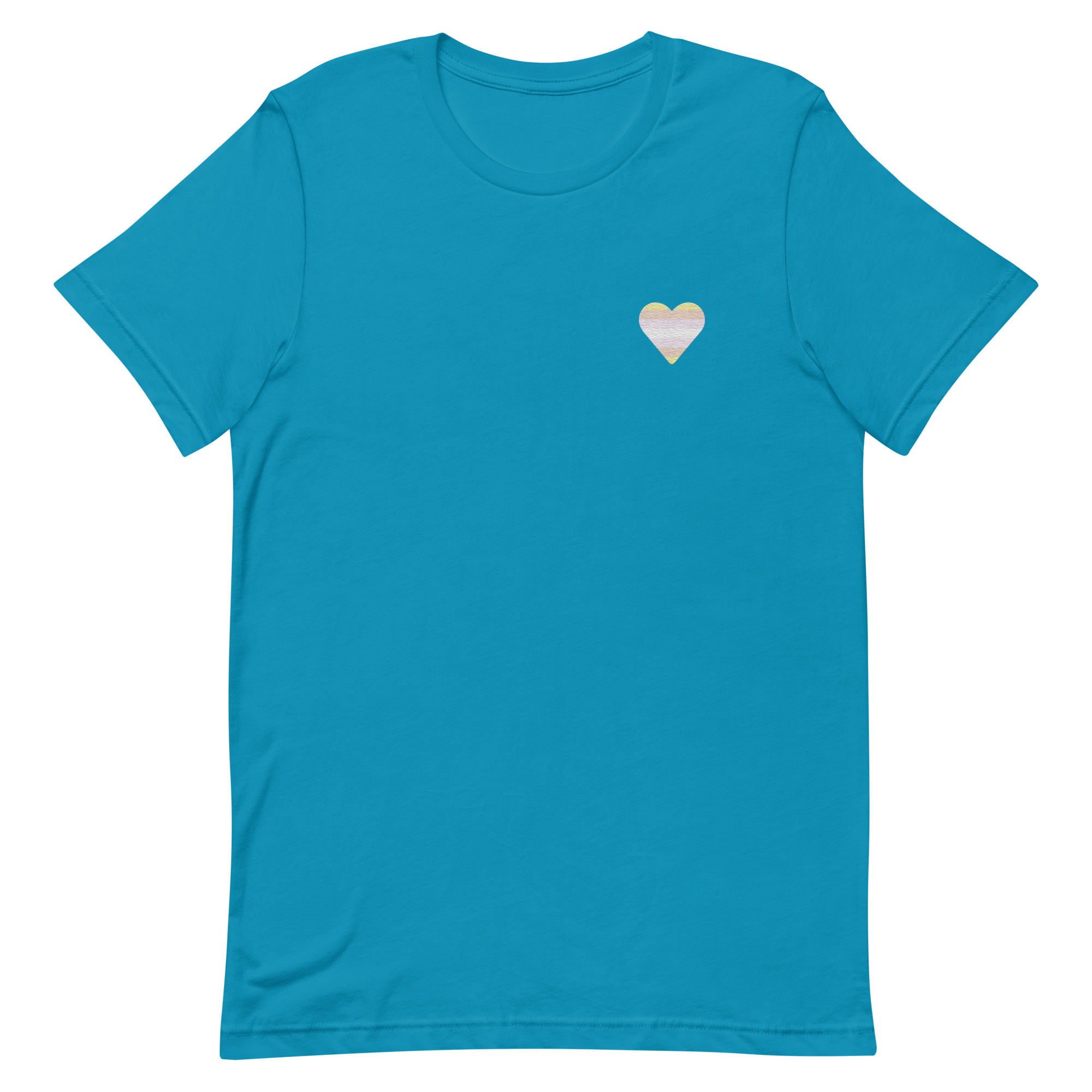 Pangender Flag Embroidered Heart T-Shirt: Celebratory LGBTQ+ Pride Design
