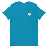 Pangender Flag Embroidered Heart T-Shirt: Celebratory LGBTQ+ Pride Design