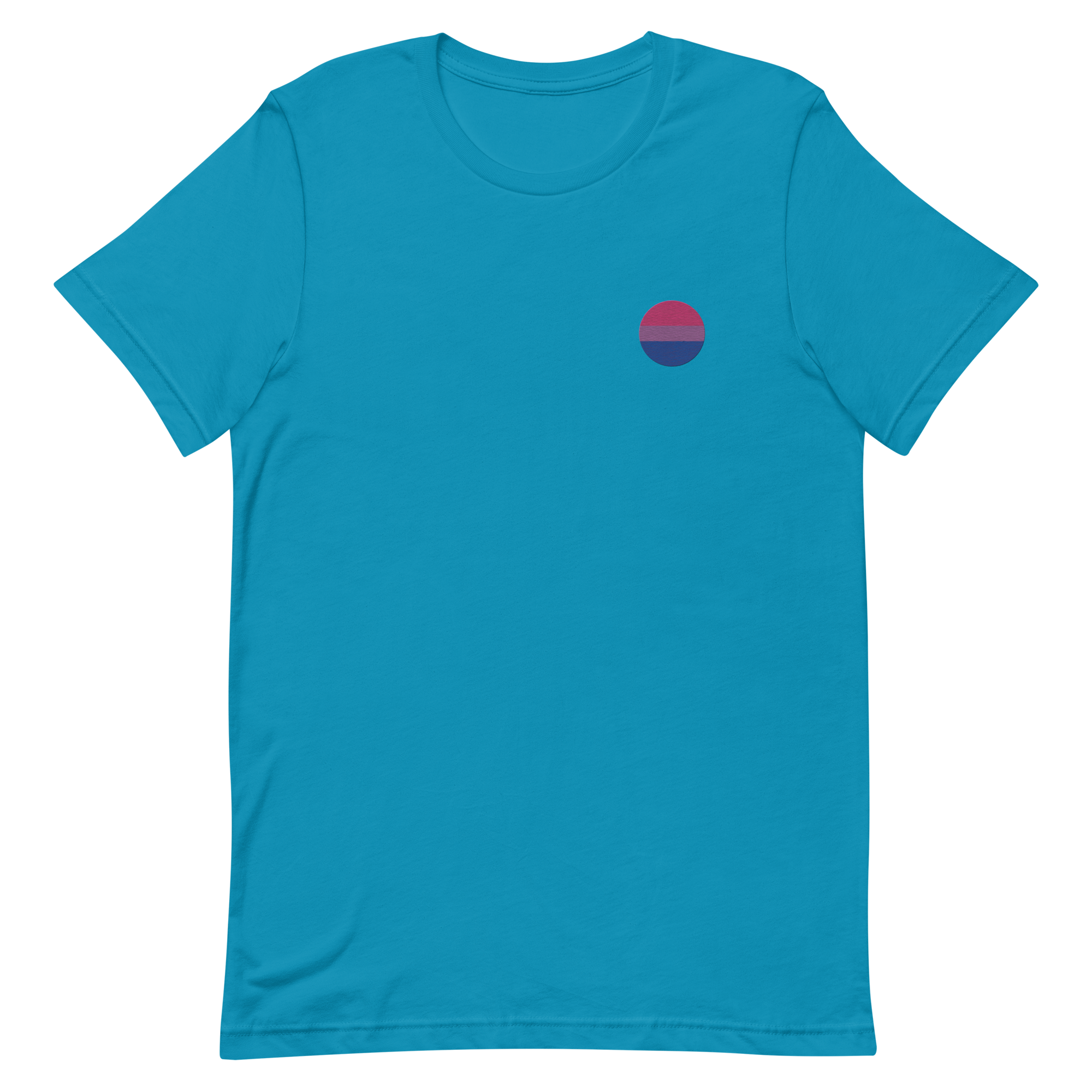 Bisexual Flag Embroidered Circle Tee: Celebratory LGBTQ+ Pride Design