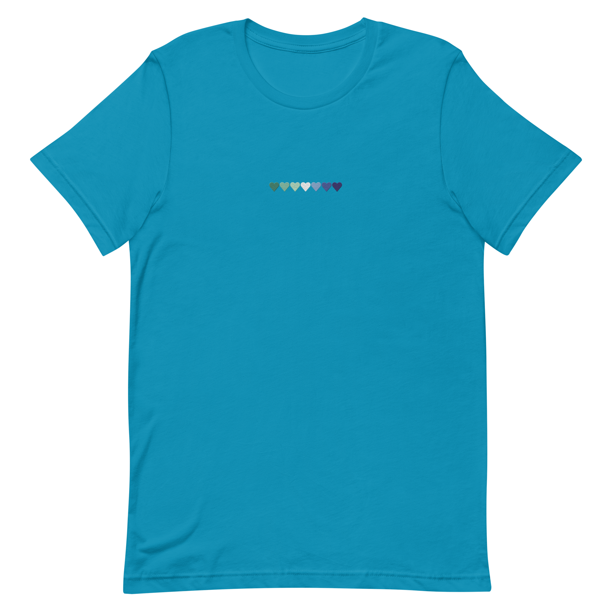 Embroidered Gay Pride T-Shirt: Pride Flag Horizontal Heart Design