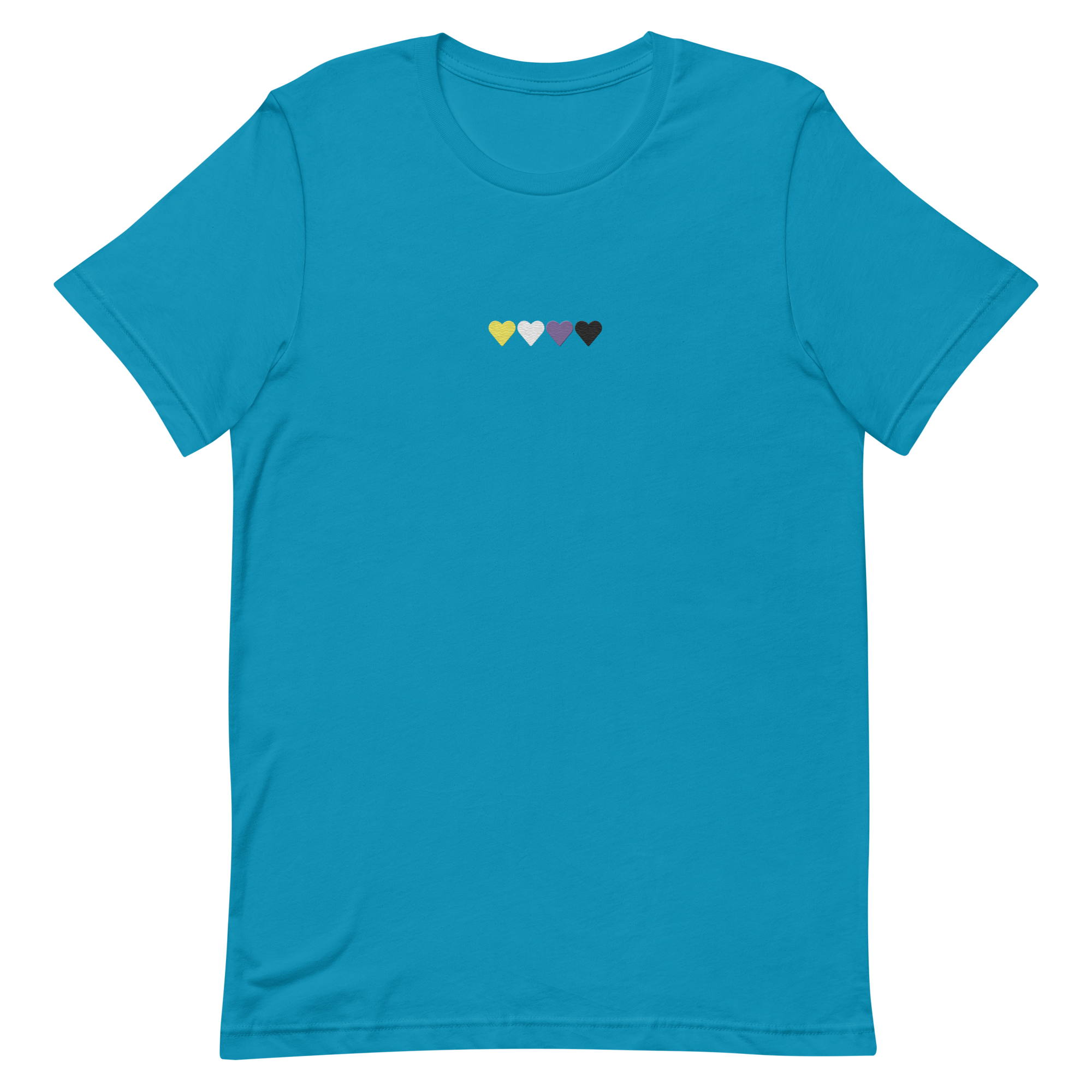 Embroidered Nonbinary T-Shirt: Pride Flag Horizontal Heart Design