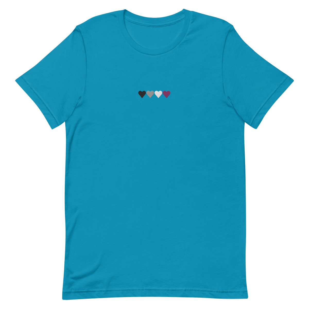 Embroidered Asexual T-Shirt: Pride Flag Horizontal Heart Design
