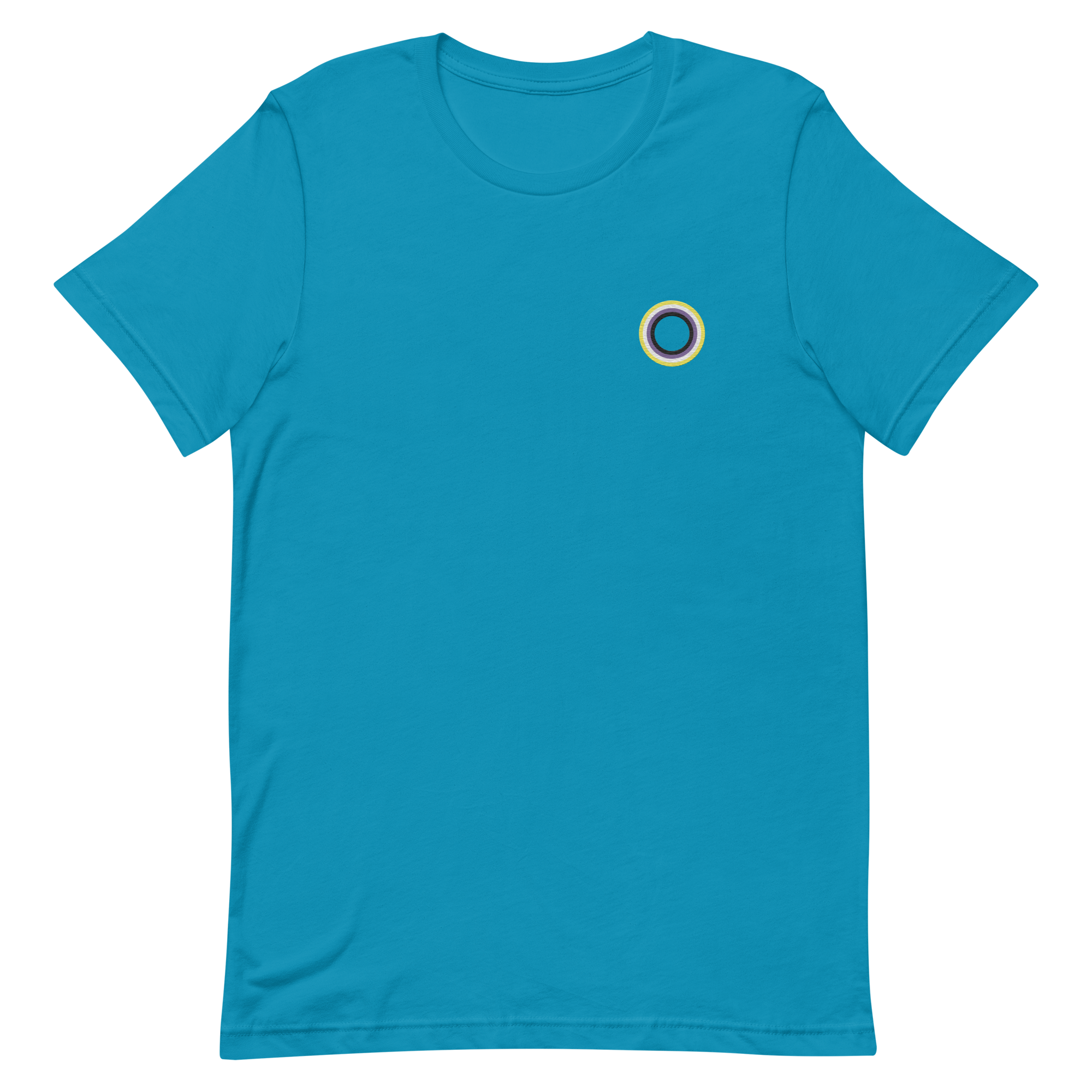 Embroidered Tee: Nonbinary Pride Ring Emblem Design