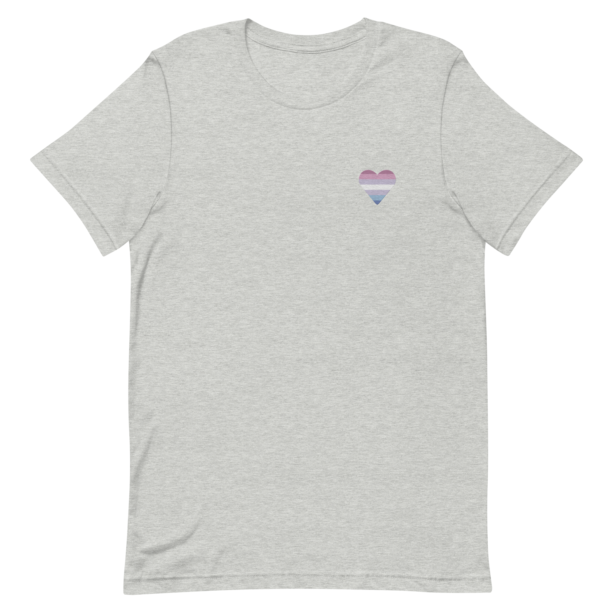 Bigender Flag Embroidered Heart T-Shirt: Celebratory LGBTQ+ Pride Design