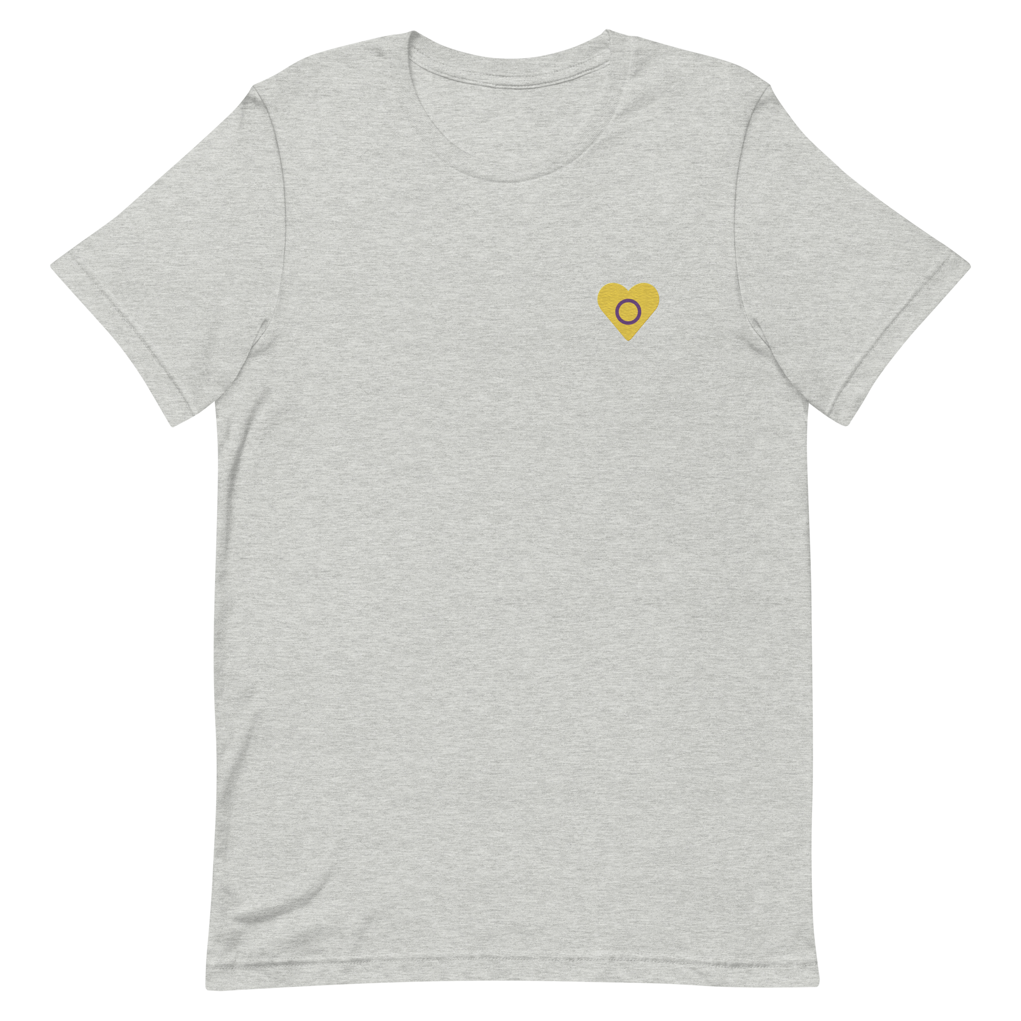 Intersex Flag Embroidered Heart T-Shirt: Celebratory LGBTQ+ Pride Design