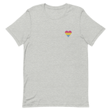 Pansexual Flag Embroidered Heart T-Shirt: Celebratory LGBTQ+ Pride Design