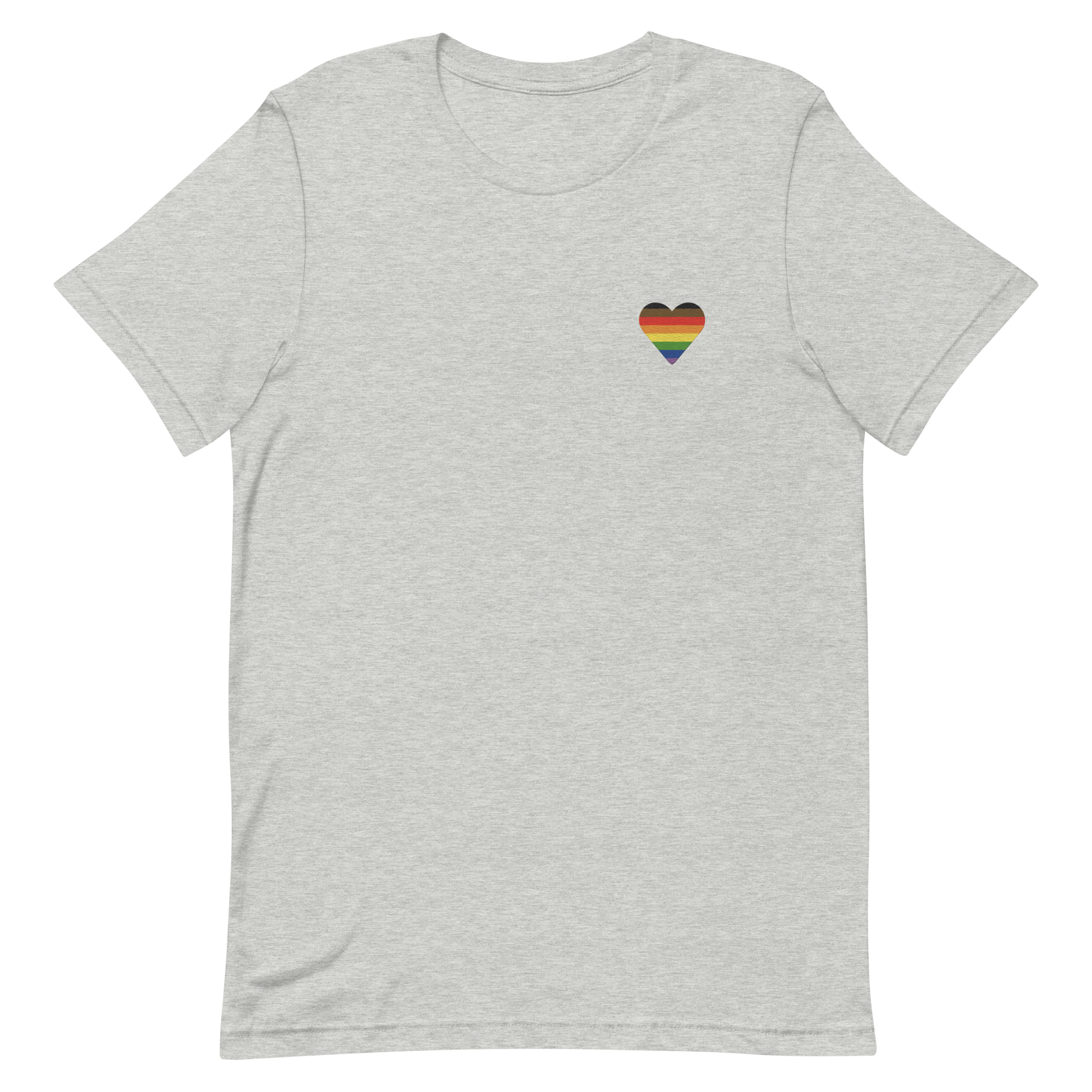 Philly Pride Flag Embroidered Heart T-Shirt: Celebratory LGBTQ+ Pride Design