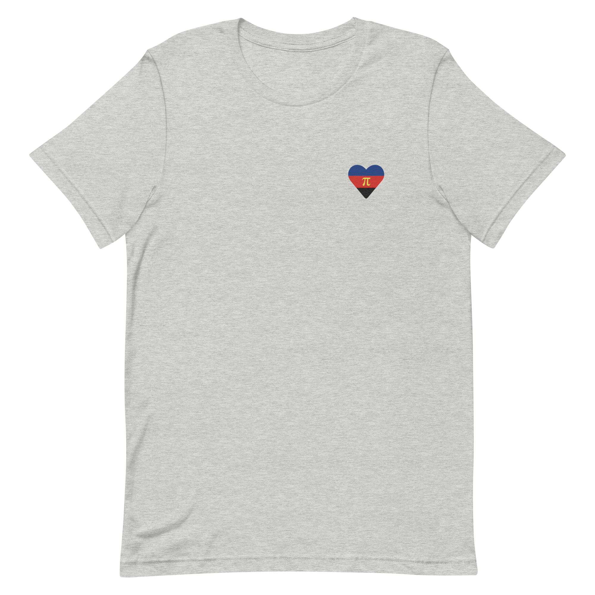 Polyamory Flag Embroidered Heart T-Shirt: Celebratory LGBTQ+ Pride Design
