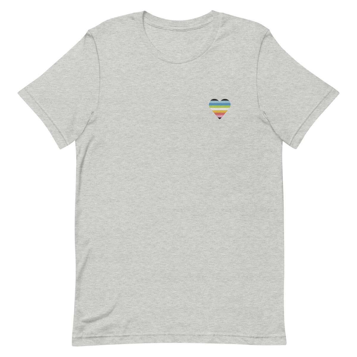 Queer Flag Embroidered Heart T-Shirt: Celebratory LGBTQ+ Pride Design