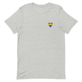 Pride Flag Embroidered Heart T-Shirt: Celebratory LGBTQ+ Pride Design