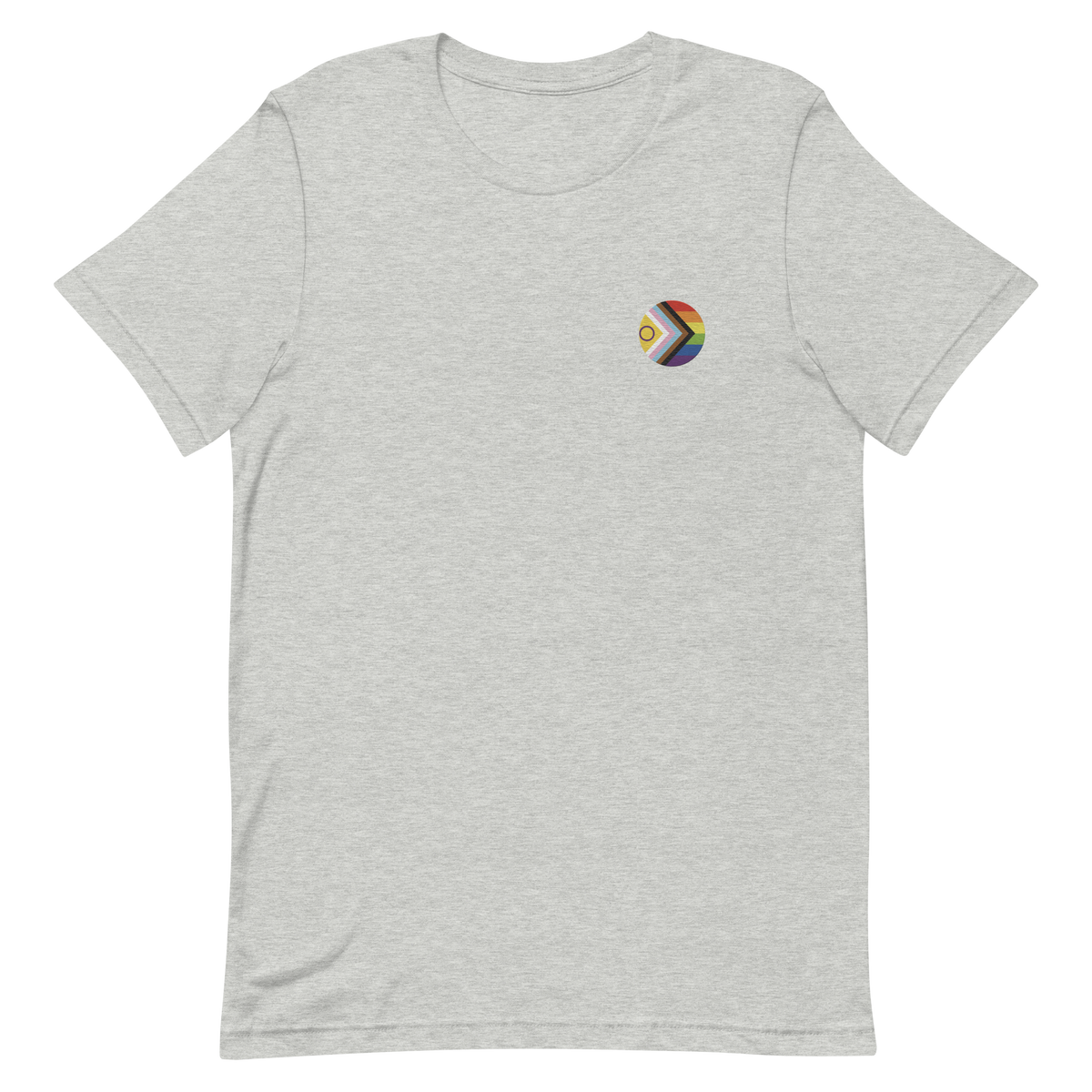Intersex-Inclusive Pride Progress Flag Embroidered Circle Tee: Celebratory LGBTQ+ Pride Design