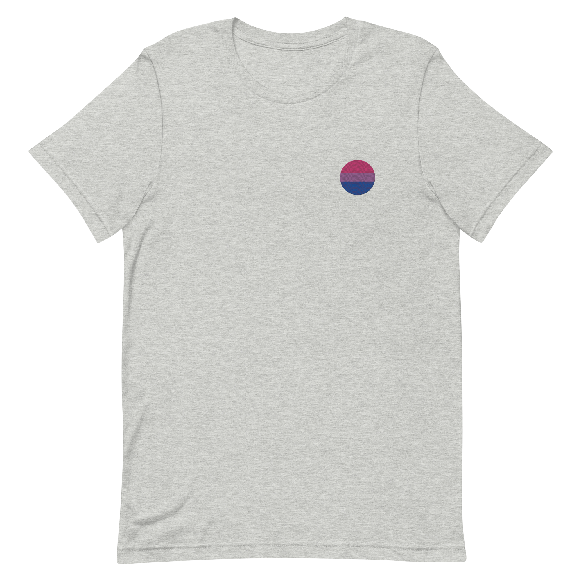 Bisexual Flag Embroidered Circle Tee: Celebratory LGBTQ+ Pride Design