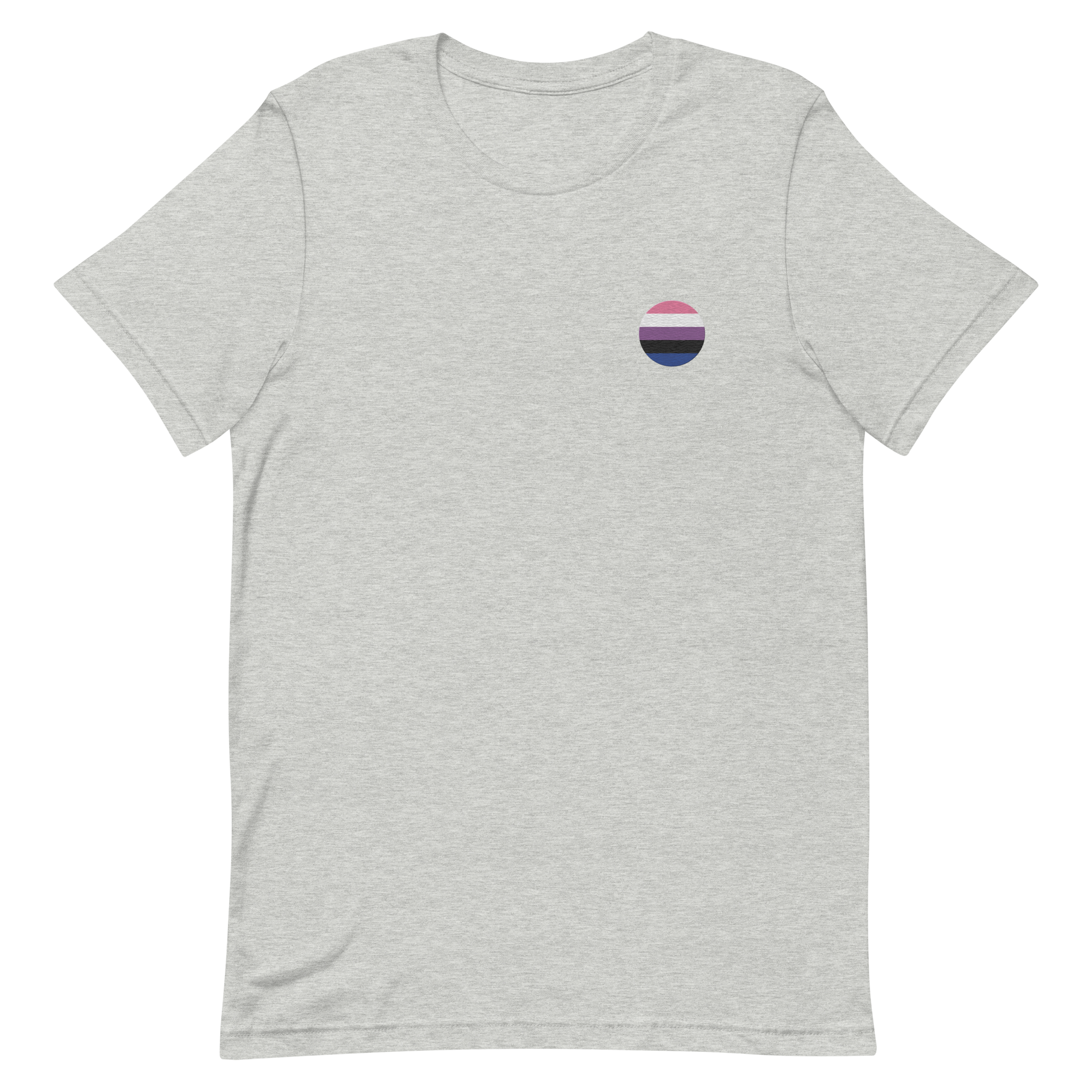 Genderfluid Flag Embroidered Circle Tee: Celebratory LGBTQ+ Pride Design