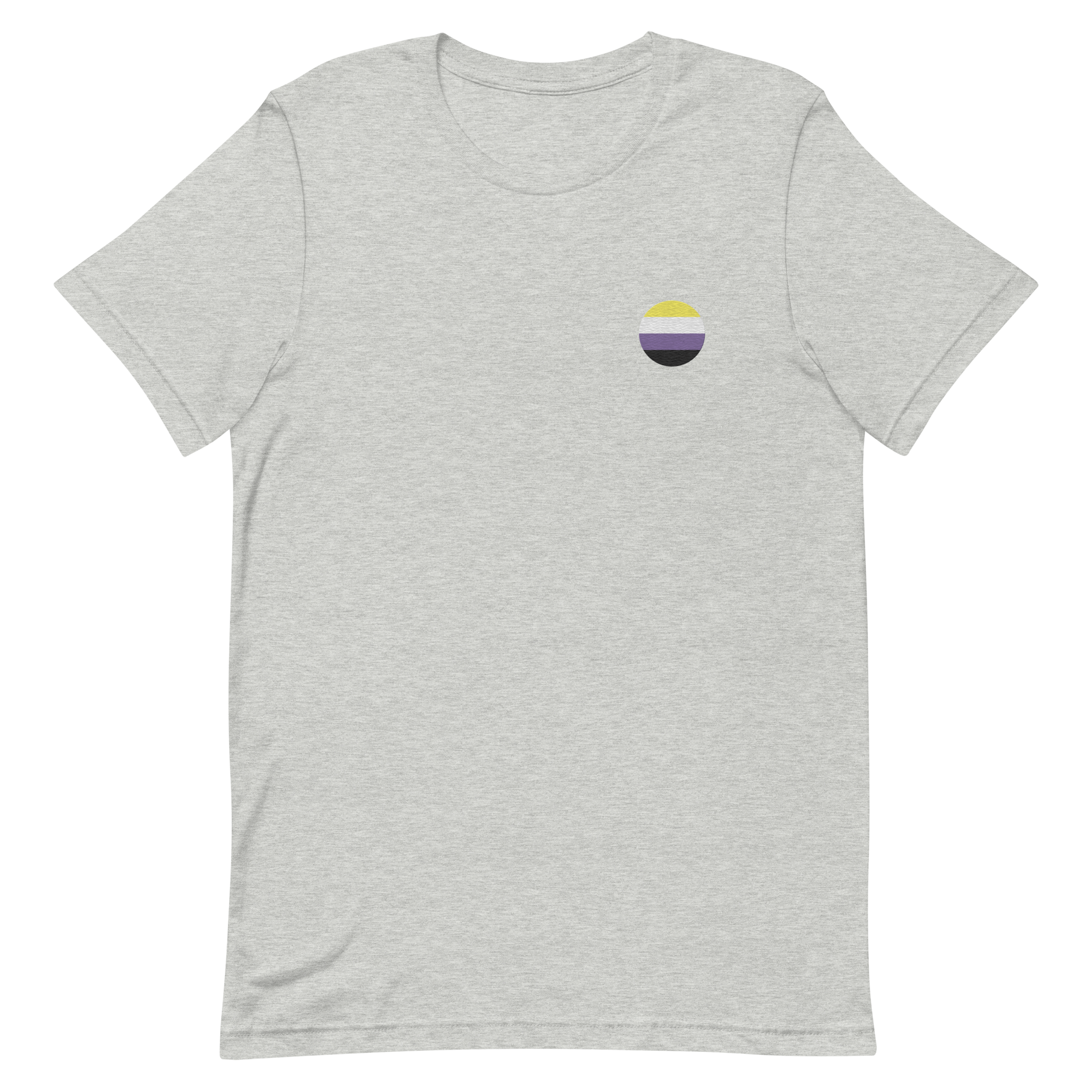 Nonbinary Flag Embroidered Circle Tee: Celebratory LGBTQ+ Pride Design