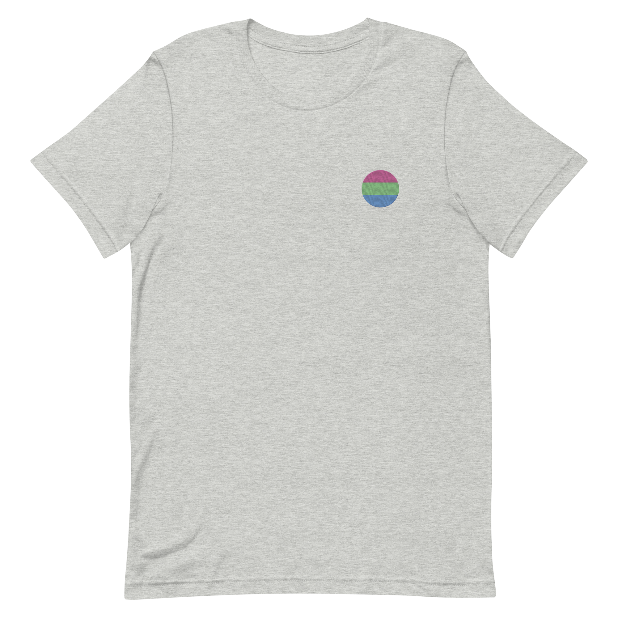 Polysexual Flag Embroidered Circle Tee: Celebratory LGBTQ+ Pride Design
