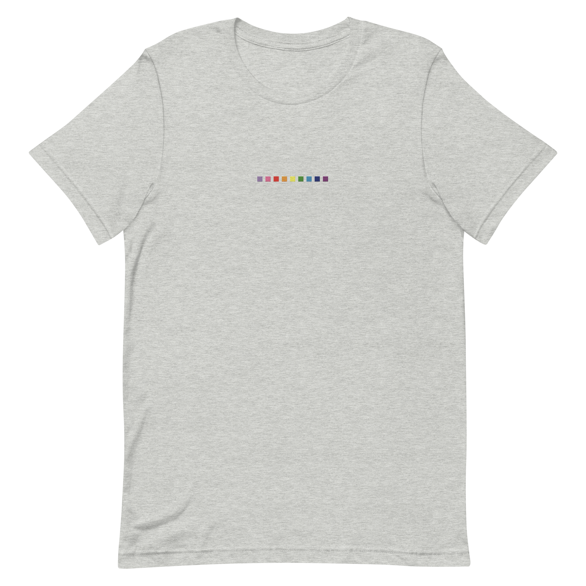Embroidered Gilbert Baker Pride T-Shirt: Pride Flag Horizontal Square Design