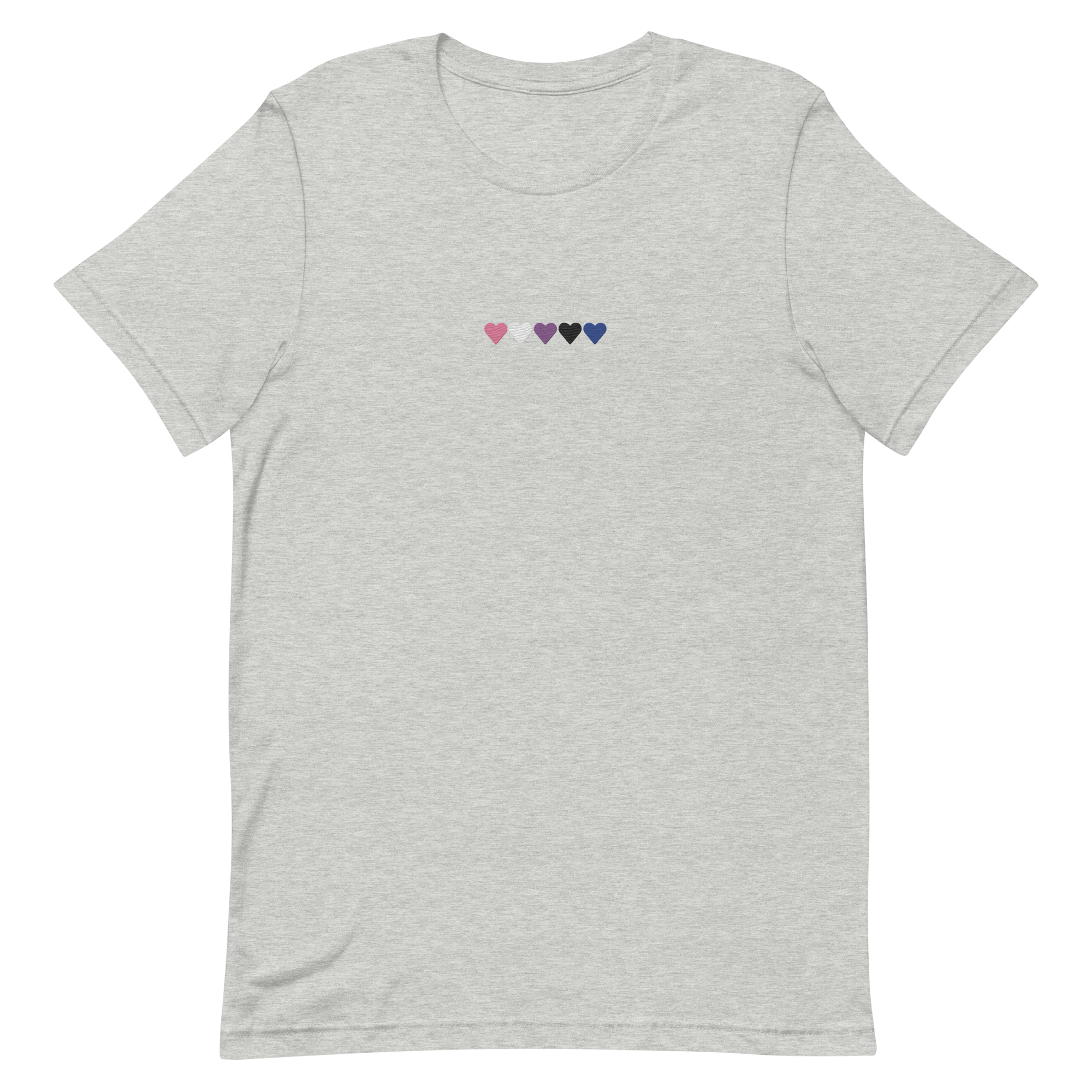 Embroidered Genderfluid T-Shirt: Pride Flag Horizontal Heart Design