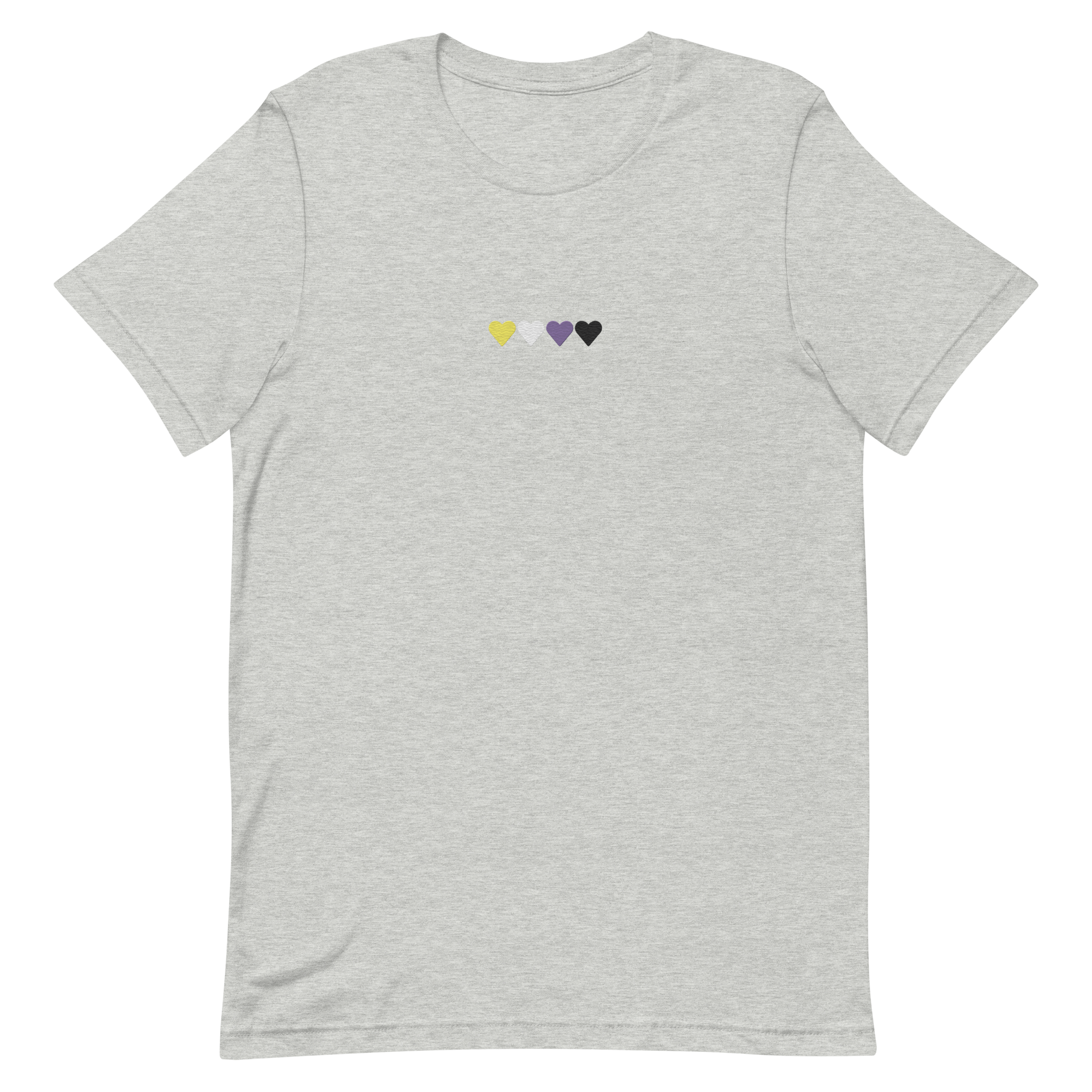 Embroidered Nonbinary T-Shirt: Pride Flag Horizontal Heart Design