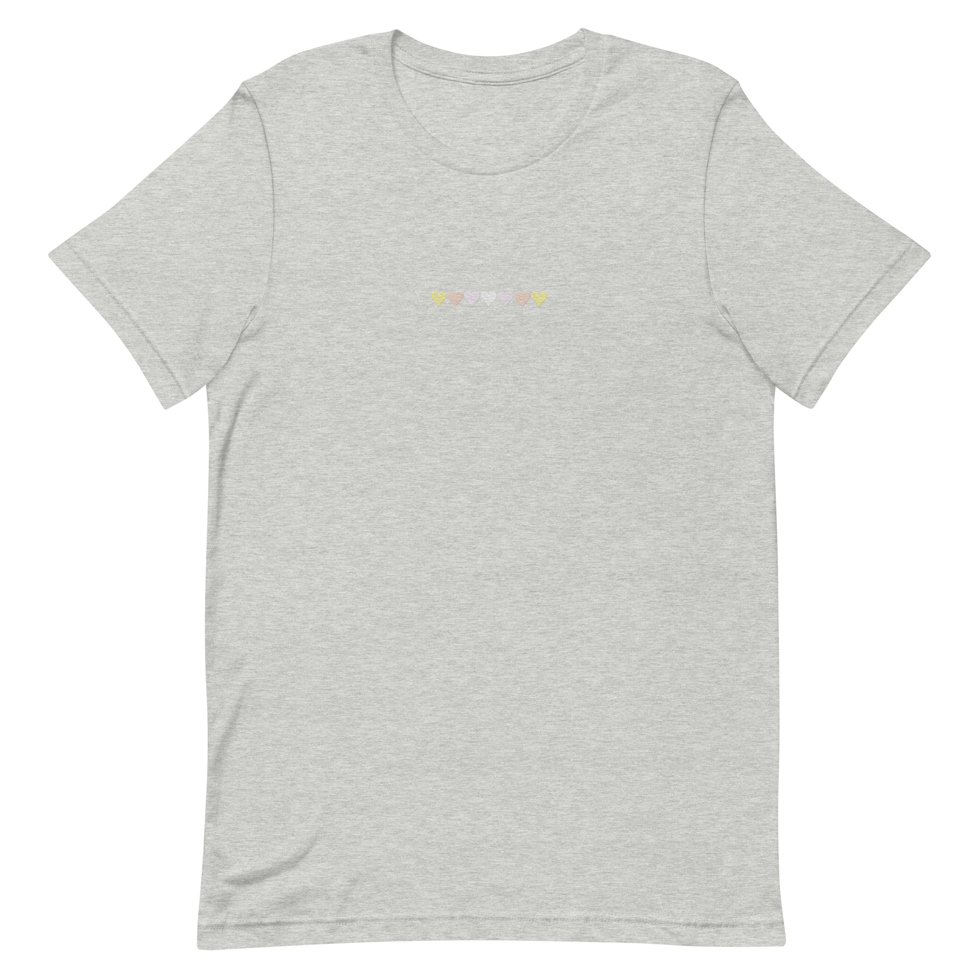 Embroidered Pangender T-Shirt: Pride Flag Horizontal Heart Design