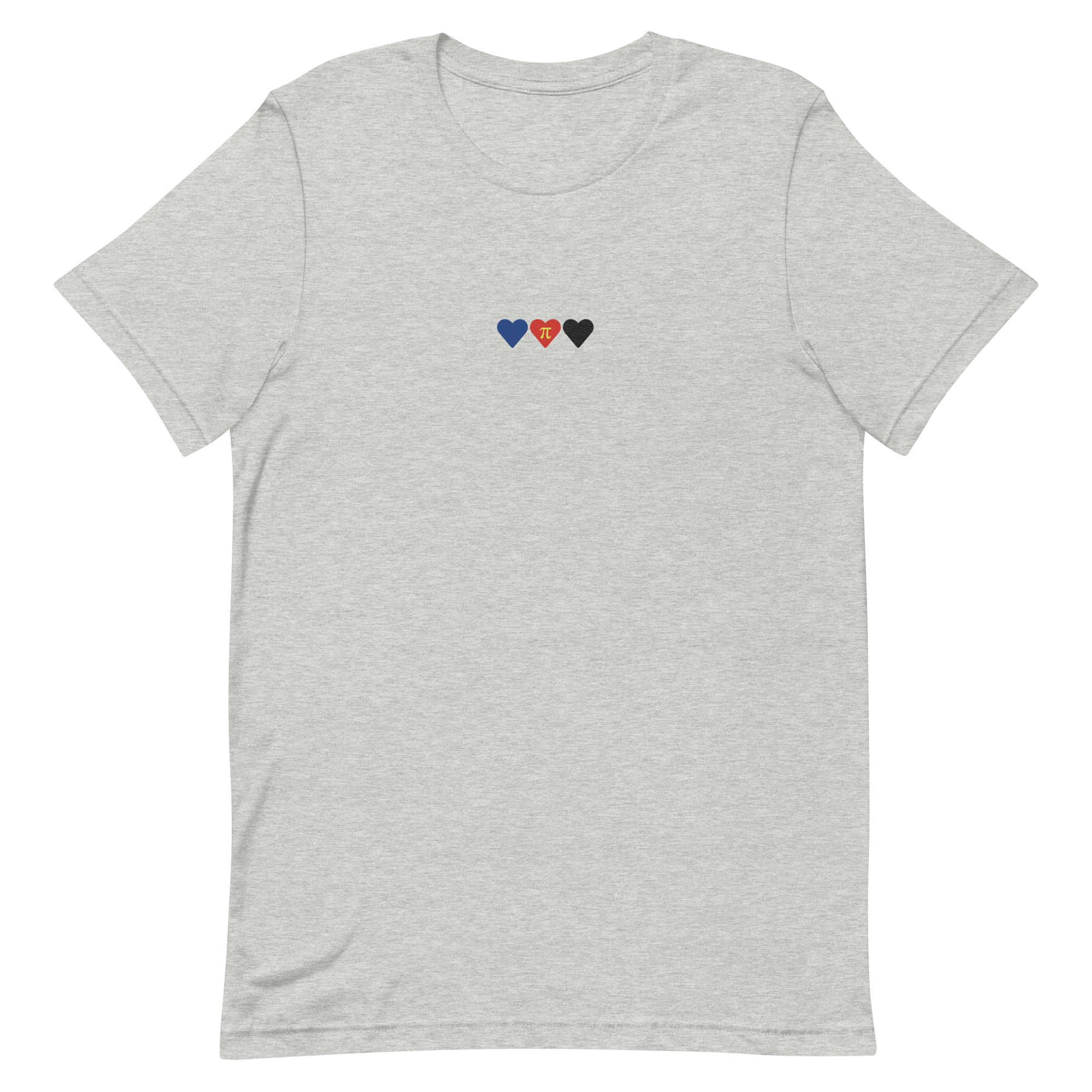 Embroidered Polyamory T-Shirt: Pride Flag Horizontal Heart Design