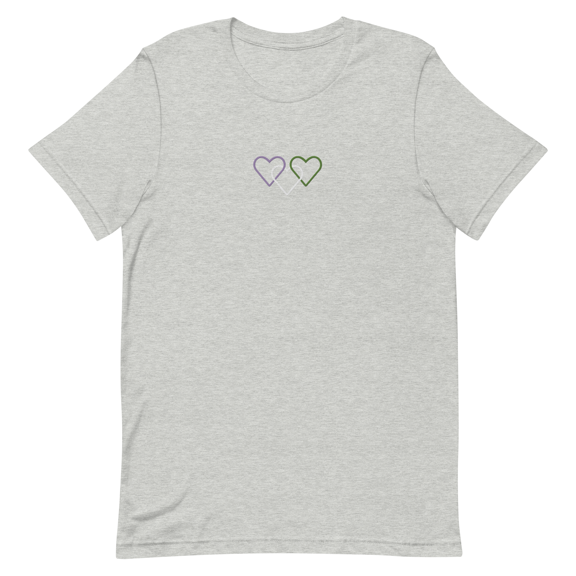 Genderqueer Pride Tee: Interlaced Heart Outlines Embroidered T-Shirt