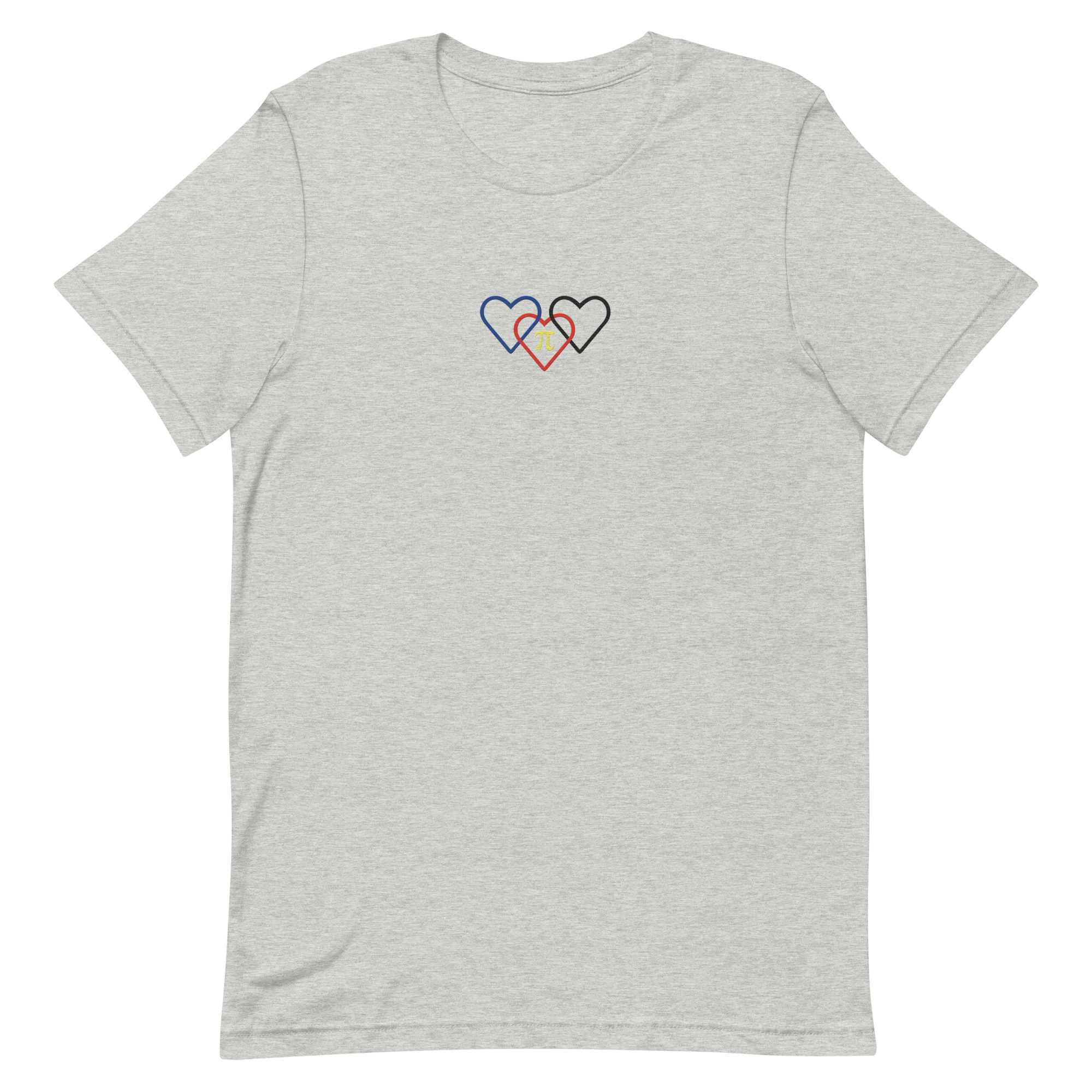 Polyamory Pride Tee: Interlaced Heart Outlines Embroidered T-Shirt