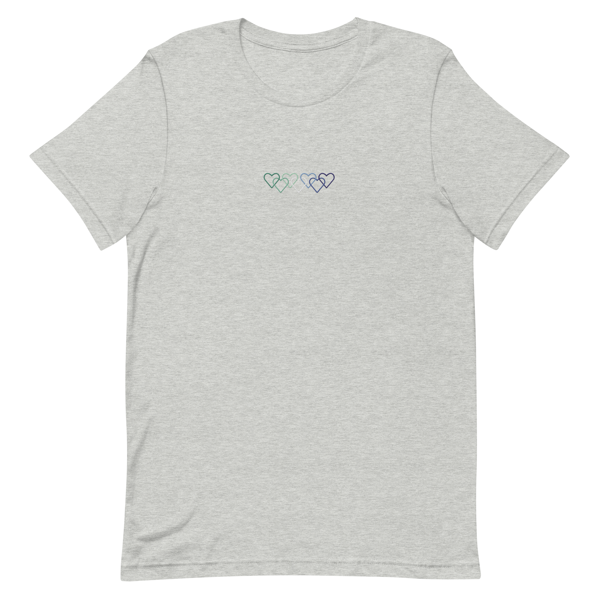 Gay Pride Tee: Interlaced Heart Outlines Embroidered T-Shirt