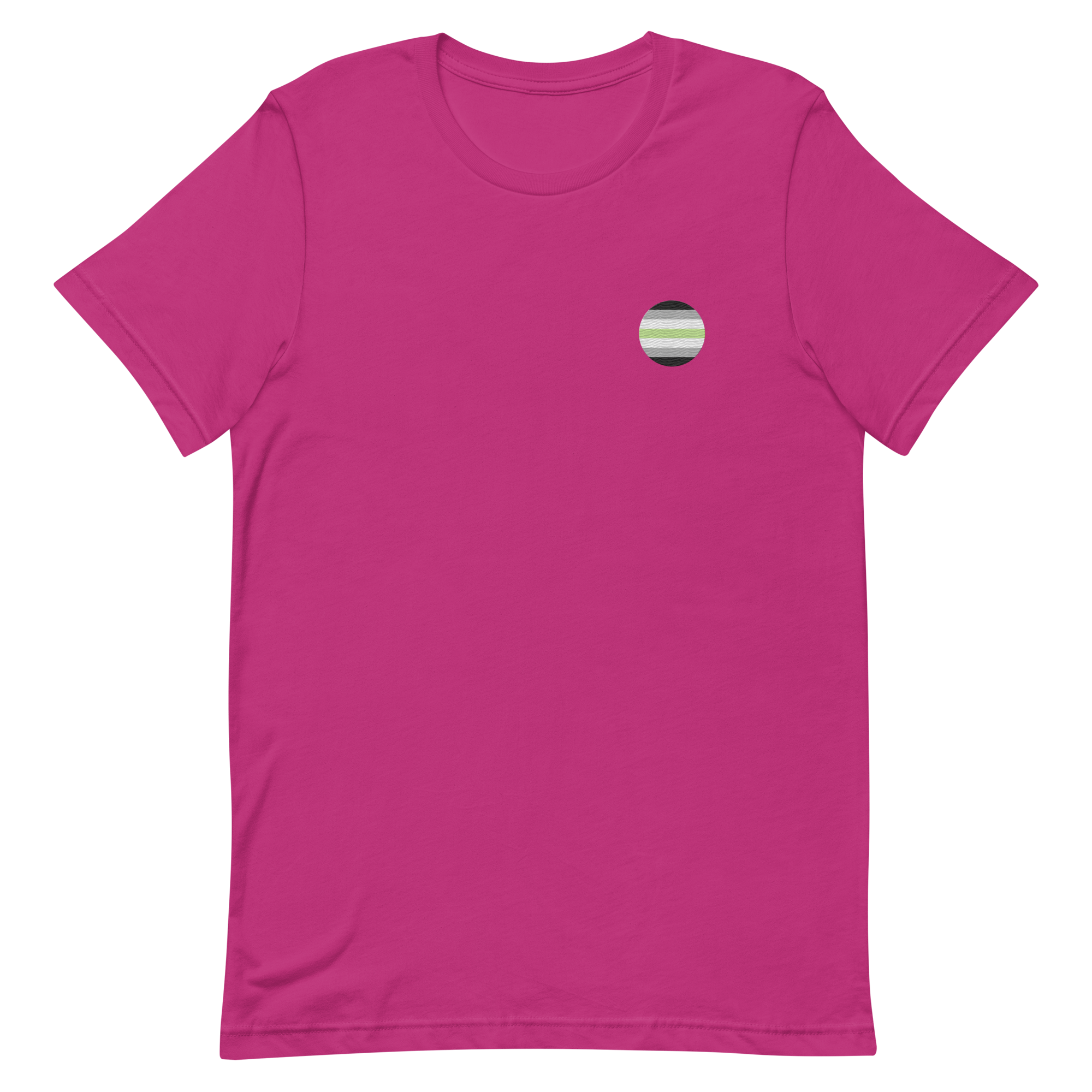 Agender Flag Embroidered Circle Tee: Celebratory LGBTQ+ Pride Design