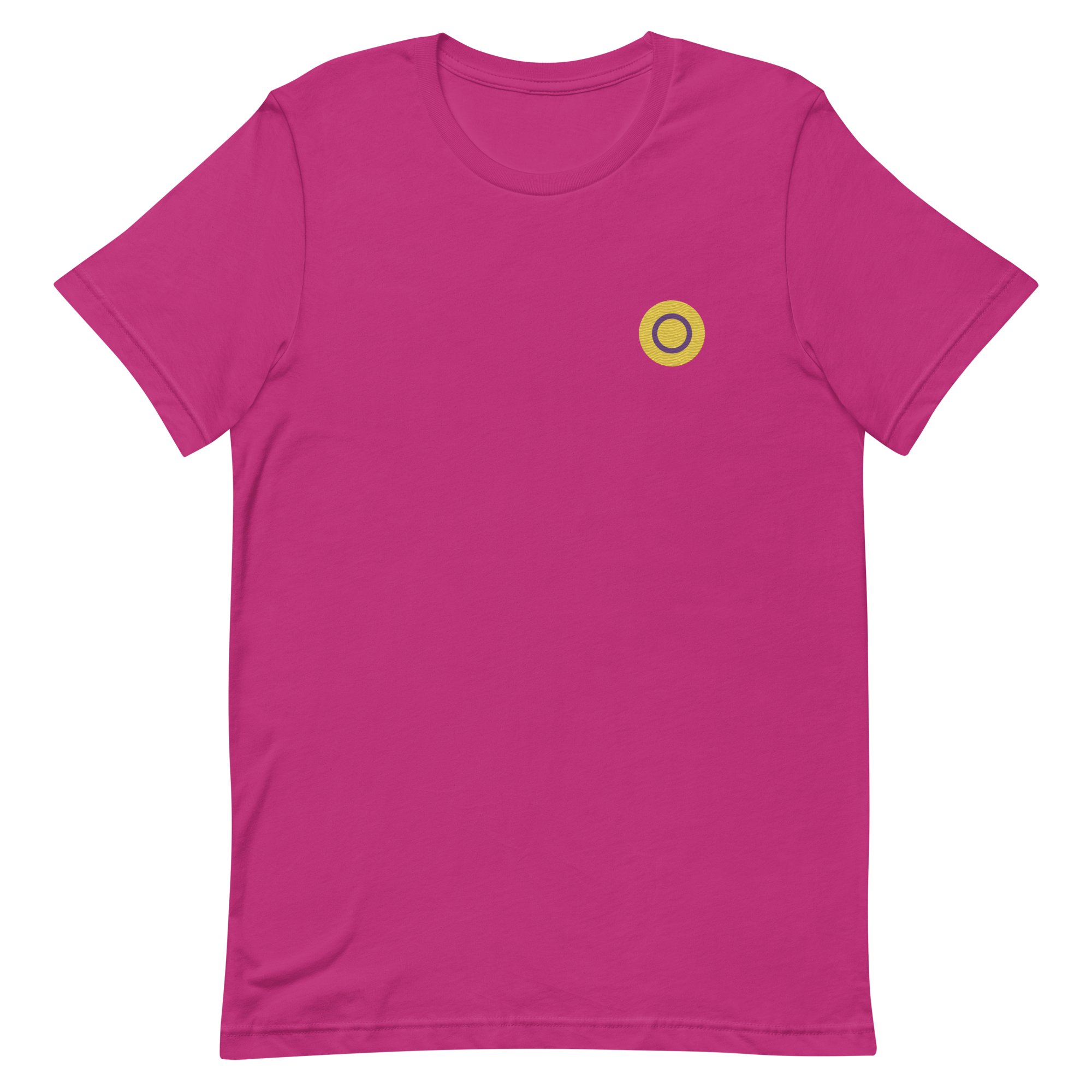 Intersex Flag Embroidered Circle Tee: Celebratory LGBTQ+ Pride Design
