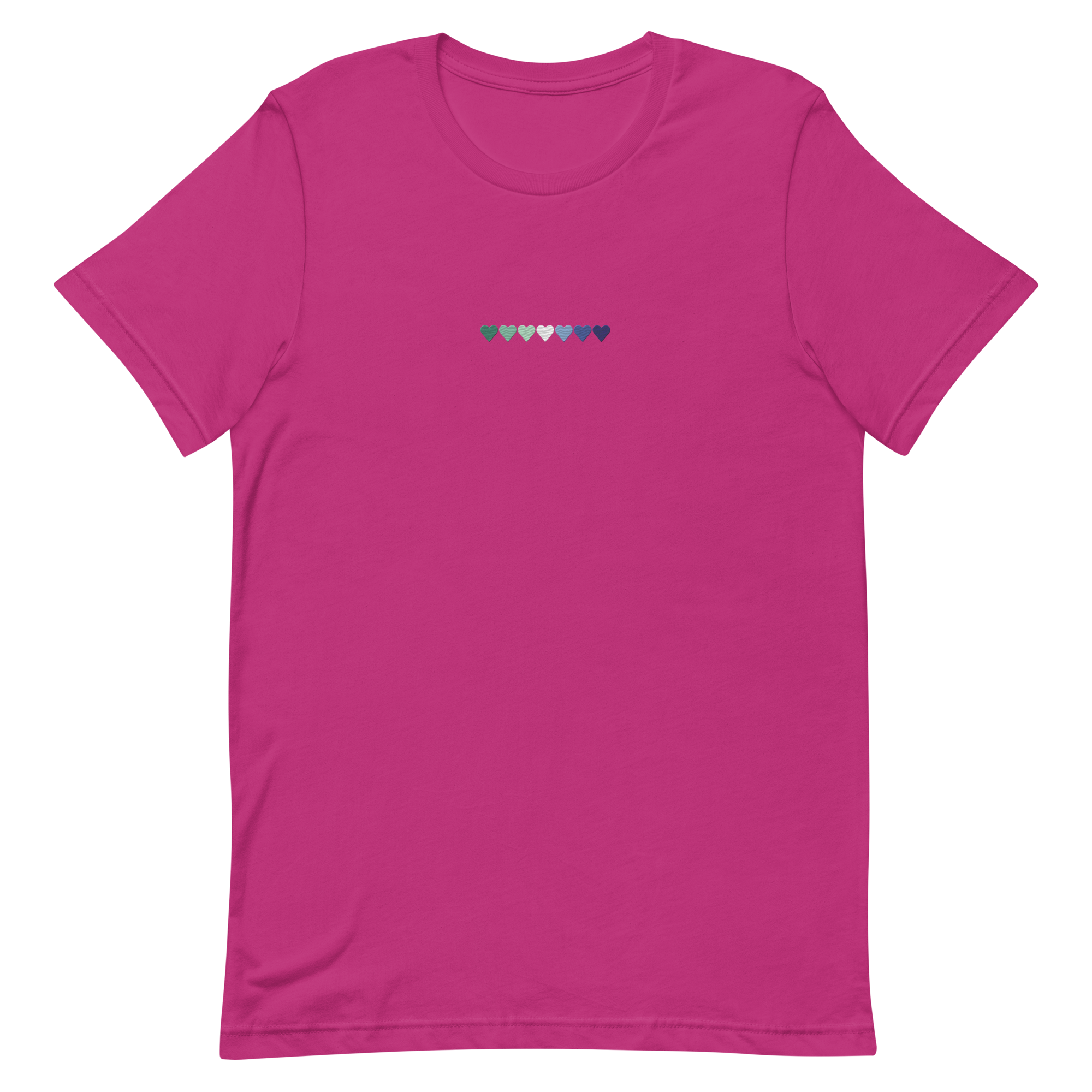 Embroidered Gay Pride T-Shirt: Pride Flag Horizontal Heart Design