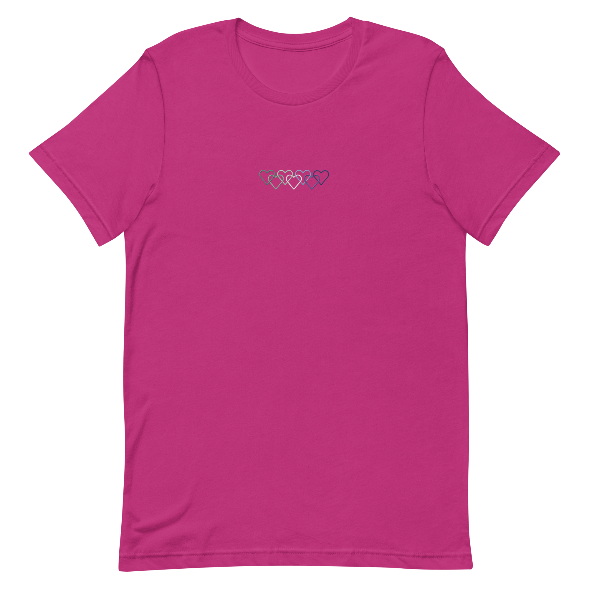 Gay Pride Tee: Interlaced Heart Outlines Embroidered T-Shirt