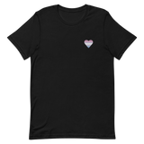 Bigender Flag Embroidered Heart T-Shirt: Celebratory LGBTQ+ Pride Design