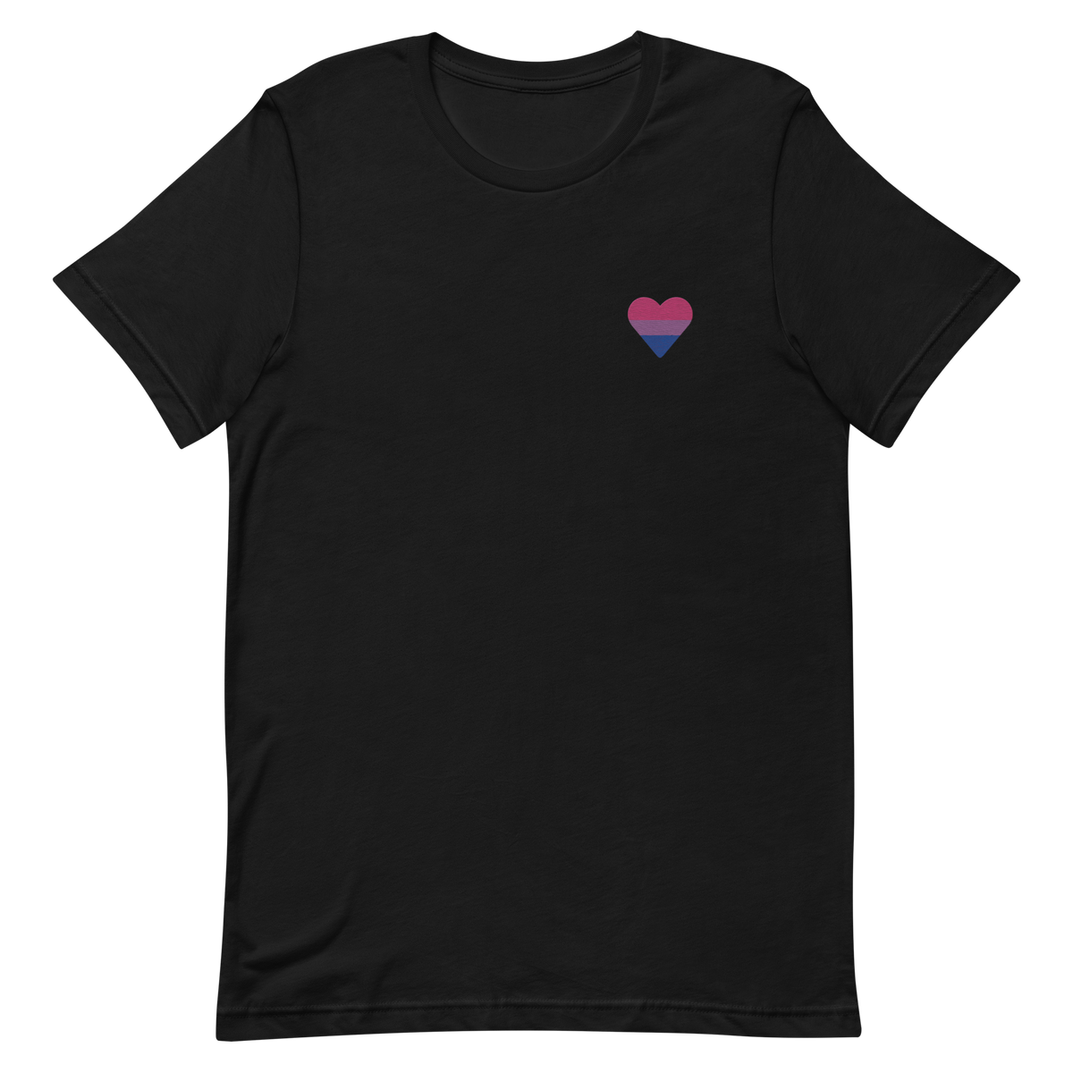 Bisexual Flag Embroidered Heart T-Shirt: Celebratory LGBTQ+ Pride Design