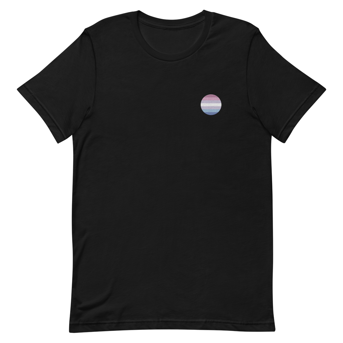 Bigender Flag Embroidered Circle Tee: Celebratory LGBTQ+ Pride Design