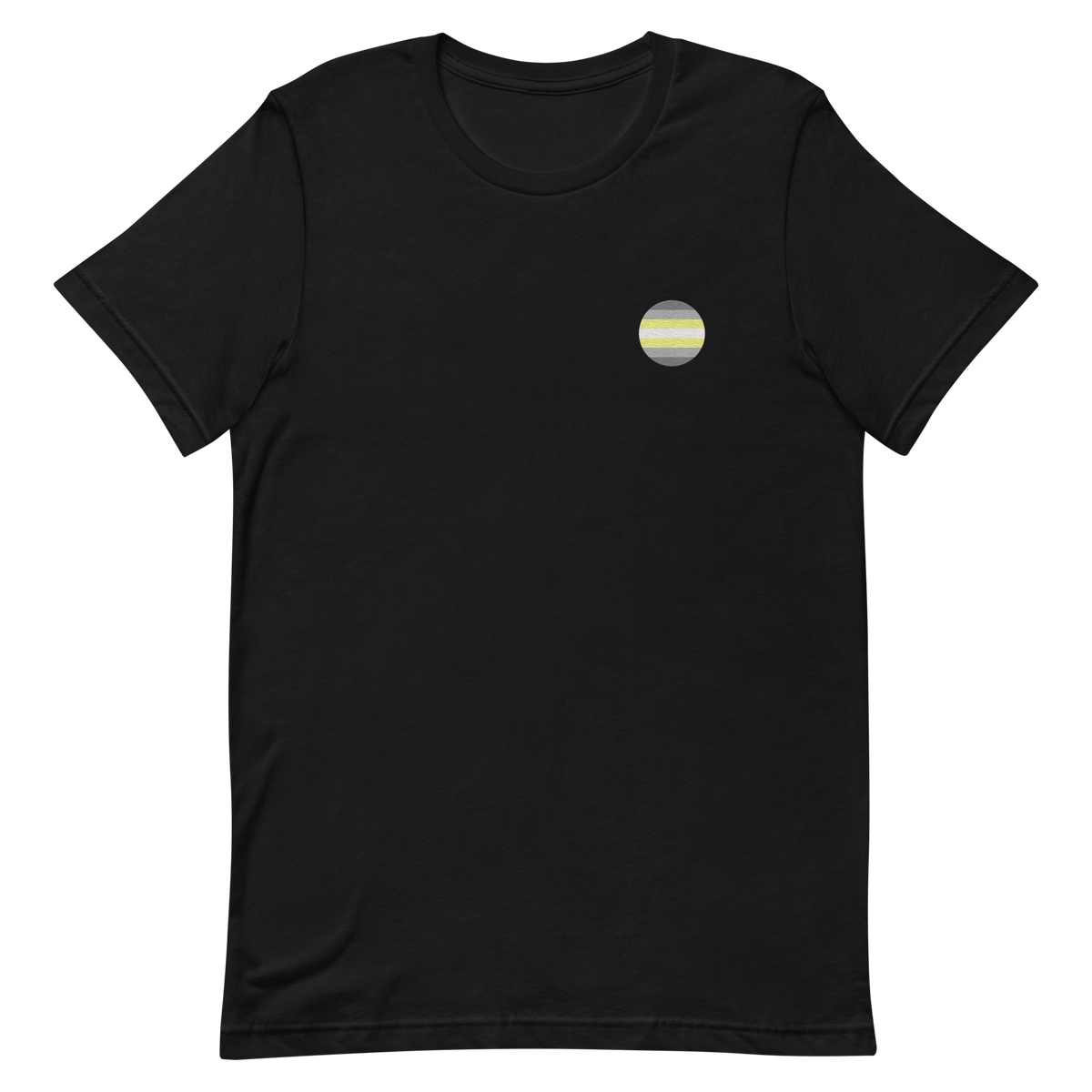Demigender Flag Embroidered Circle Tee: Celebratory LGBTQ+ Pride Design