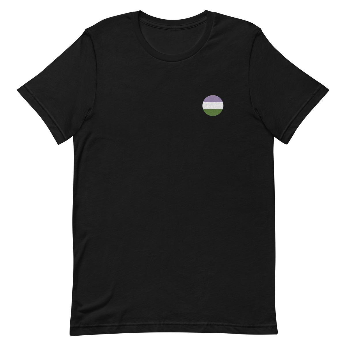 Genderqueer Flag Embroidered Circle Tee: Celebratory LGBTQ+ Pride Design
