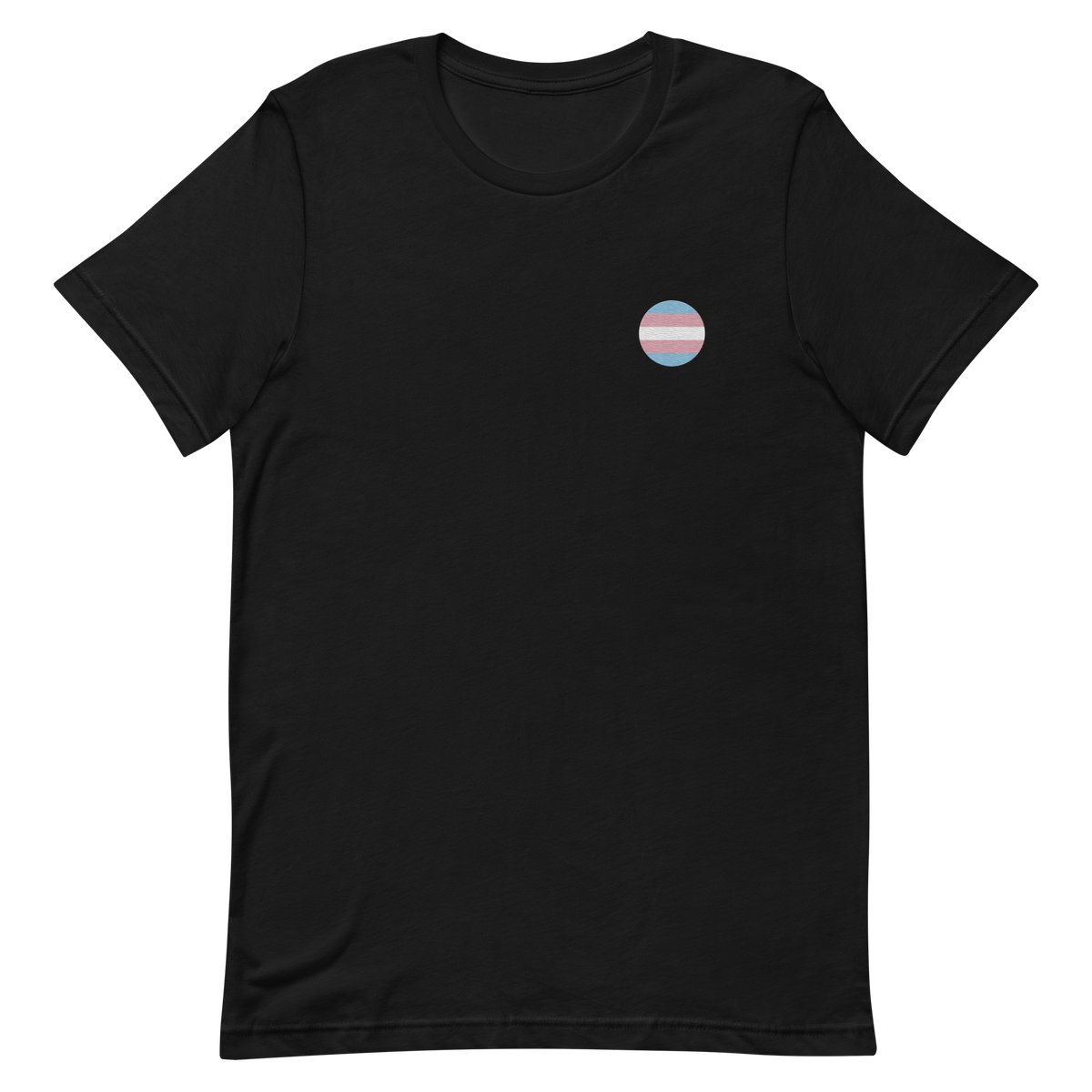 Transgender Flag Embroidered Circle Tee: Celebratory LGBTQ+ Pride Design