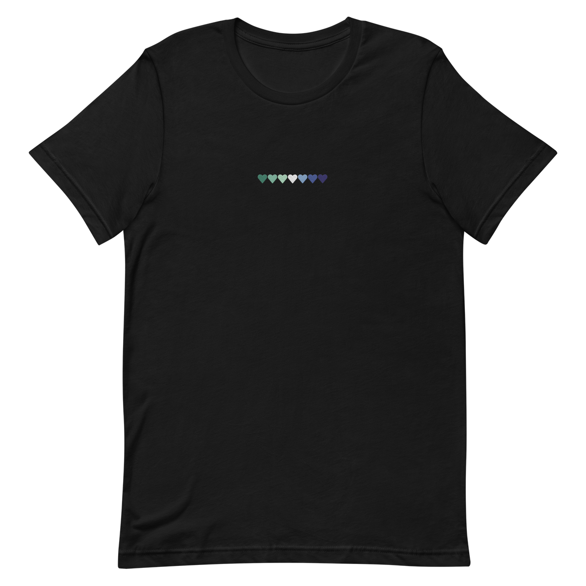 Embroidered Gay Pride T-Shirt: Pride Flag Horizontal Heart Design