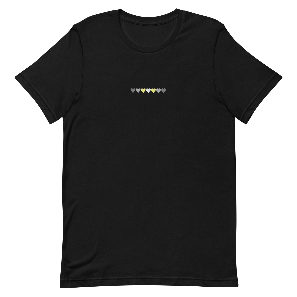 Embroidered Demigender T-Shirt: Pride Flag Horizontal Heart Design