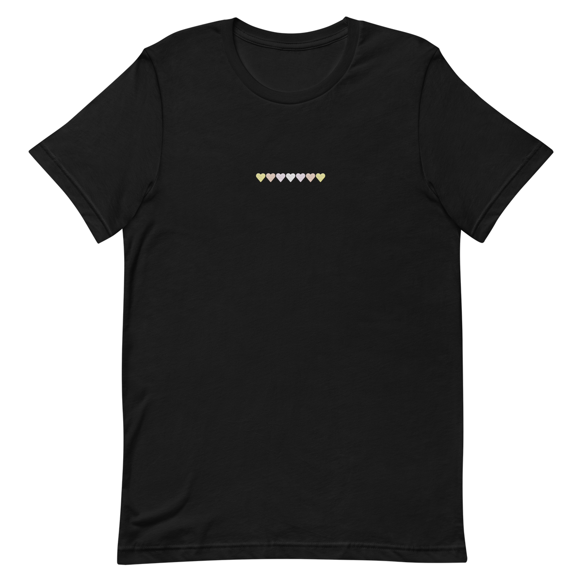 Embroidered Pangender T-Shirt: Pride Flag Horizontal Heart Design