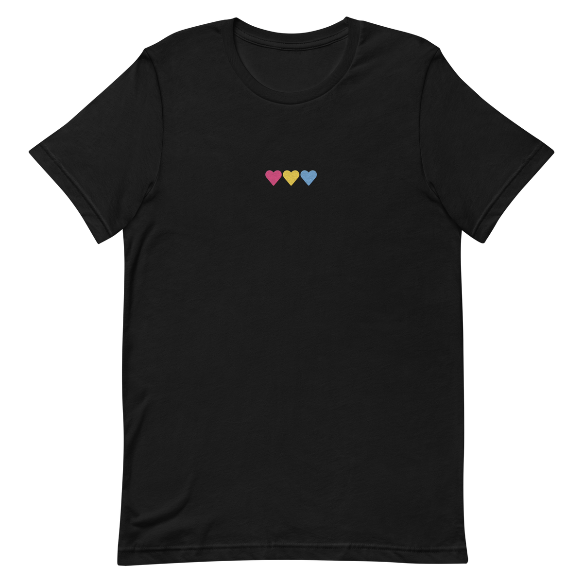 Embroidered Pansexual T-Shirt: Pride Flag Horizontal Heart Design