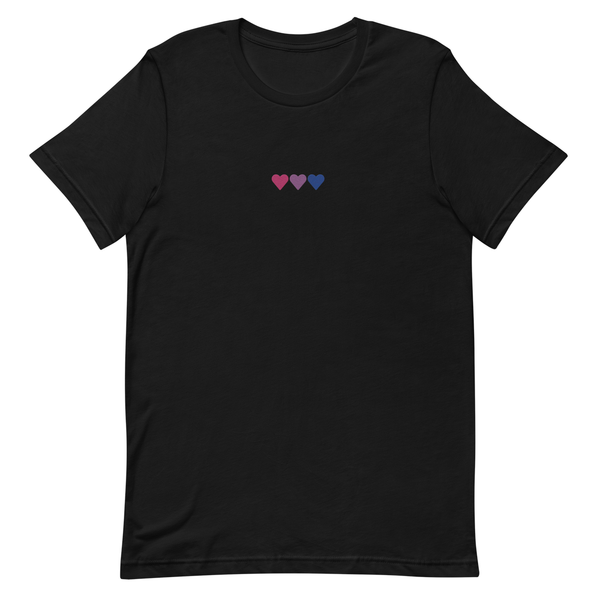 Embroidered Bisexual T-Shirt: Pride Flag Horizontal Heart Design