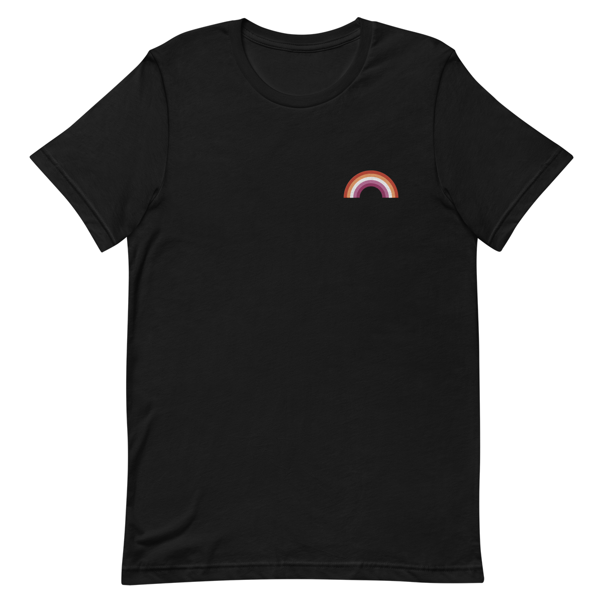 Embroidered Lesbian Rainbow T-Shirt: Pride Flag LGBTQ+ Design