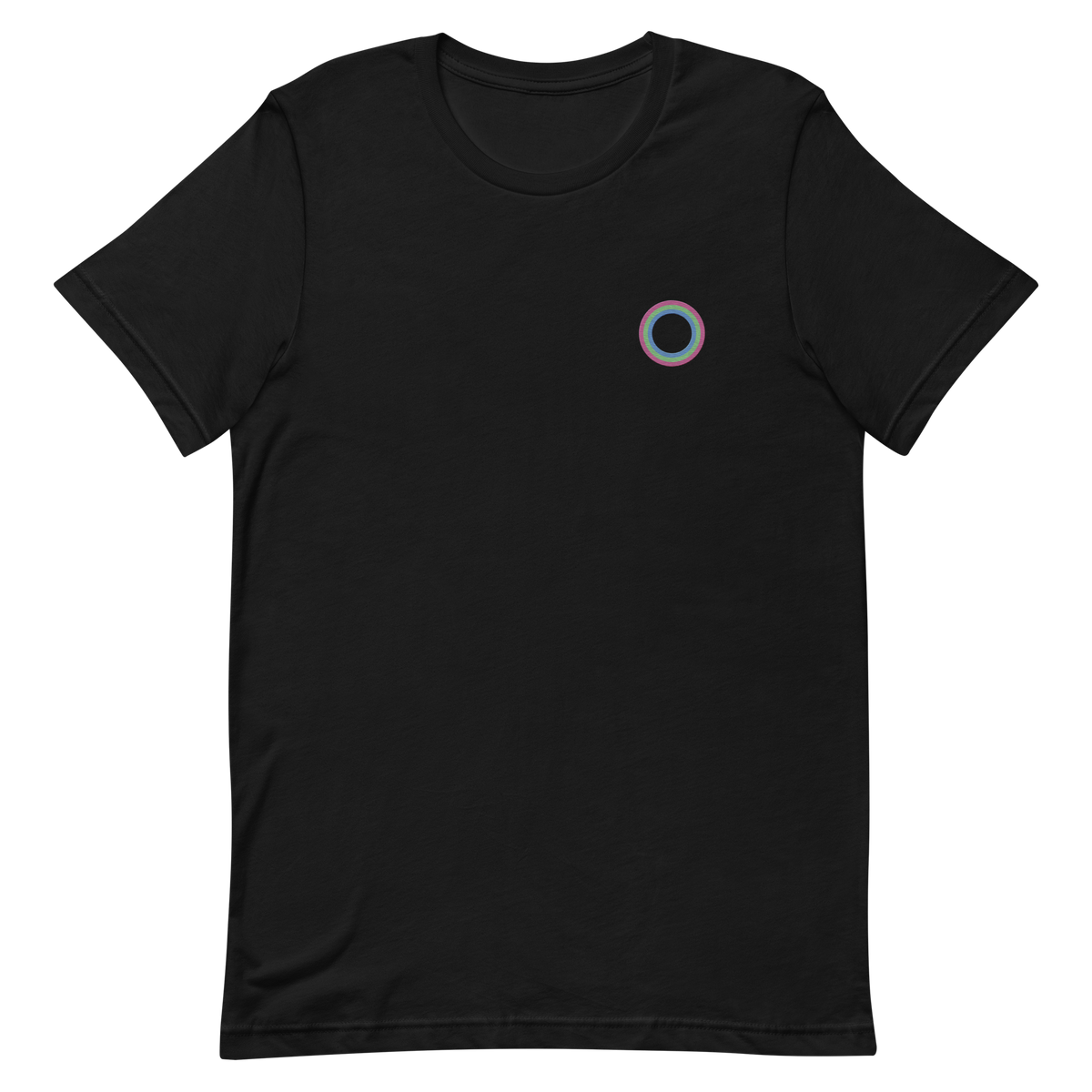 Embroidered Tee: Polysexual Pride Ring Emblem Design