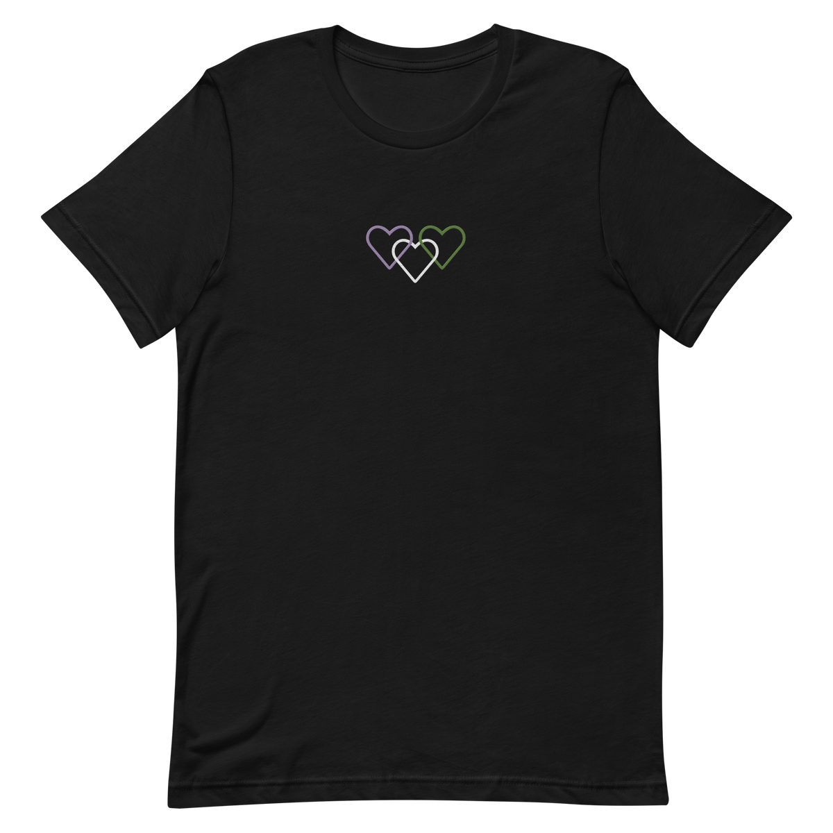 Genderqueer Pride Tee: Interlaced Heart Outlines Embroidered T-Shirt