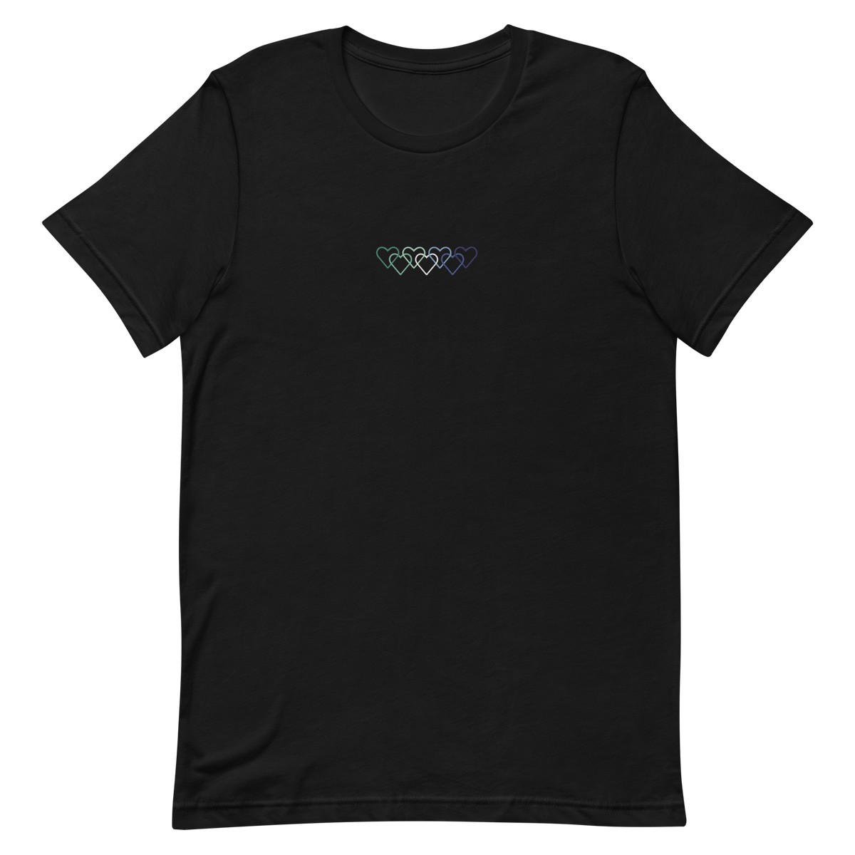 Gay Pride Tee: Interlaced Heart Outlines Embroidered T-Shirt