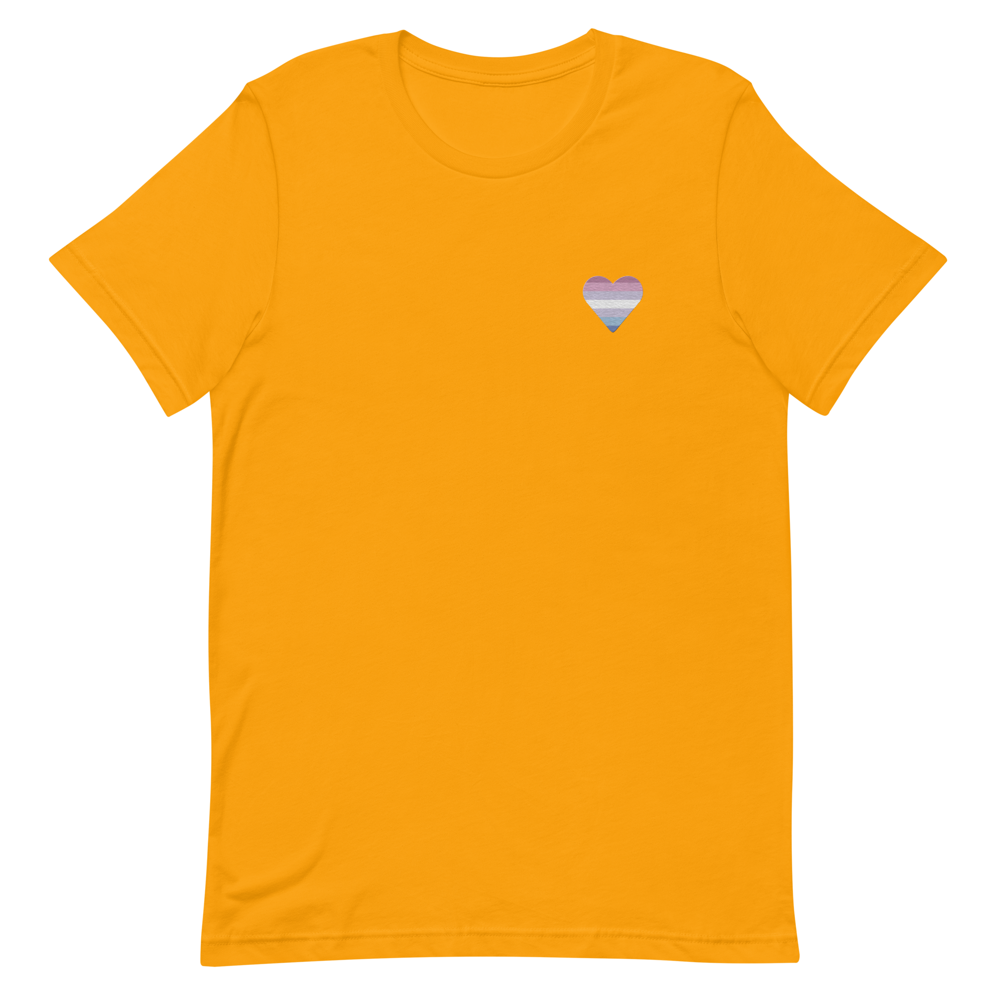 Bigender Flag Embroidered Heart T-Shirt: Celebratory LGBTQ+ Pride Design