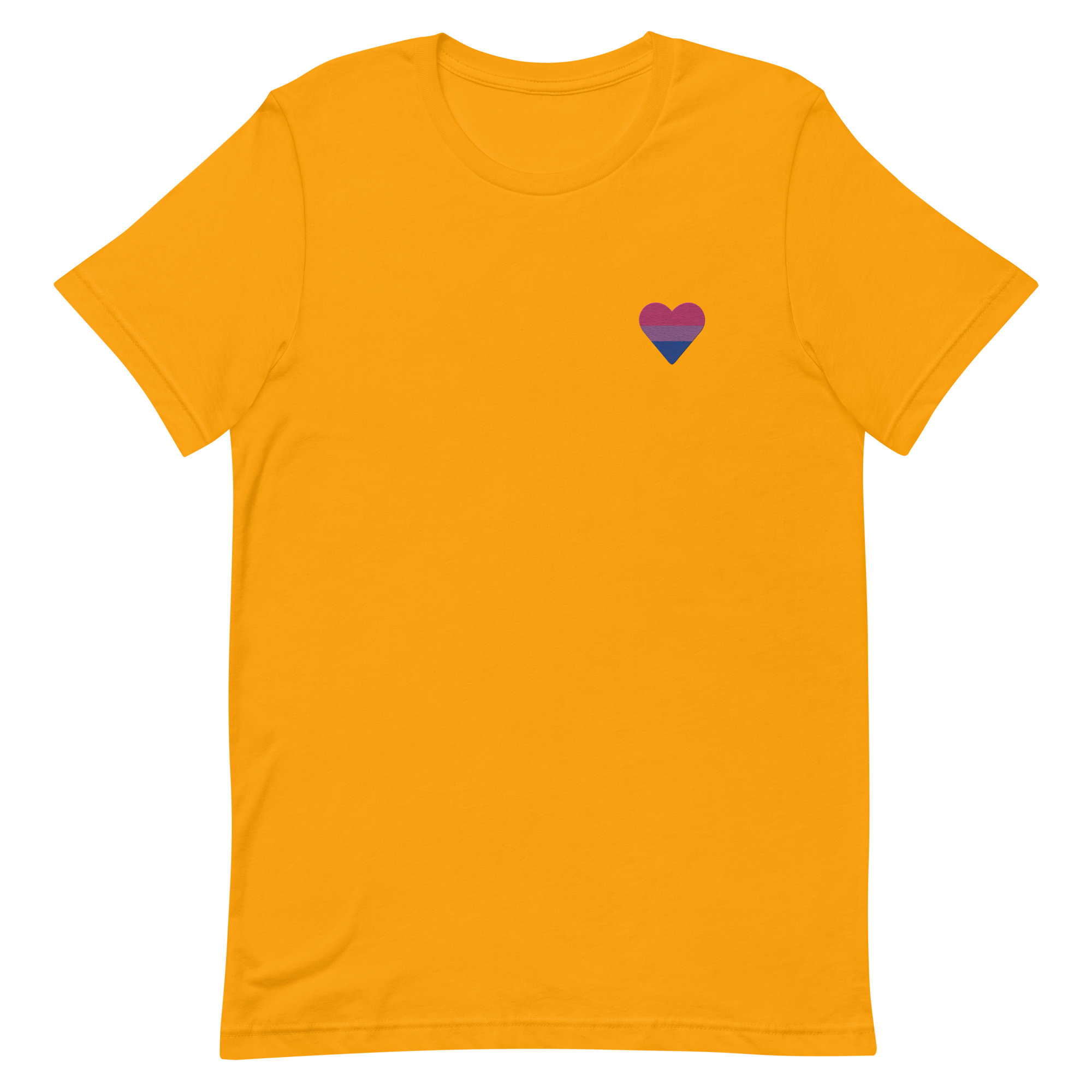 Bisexual Flag Embroidered Heart T-Shirt: Celebratory LGBTQ+ Pride Design