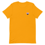 Genderfluid Flag Embroidered Heart T-Shirt: Celebratory LGBTQ+ Pride Design